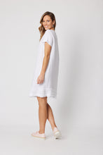 Load image into Gallery viewer, Ruffle Hem Linen Dress - White