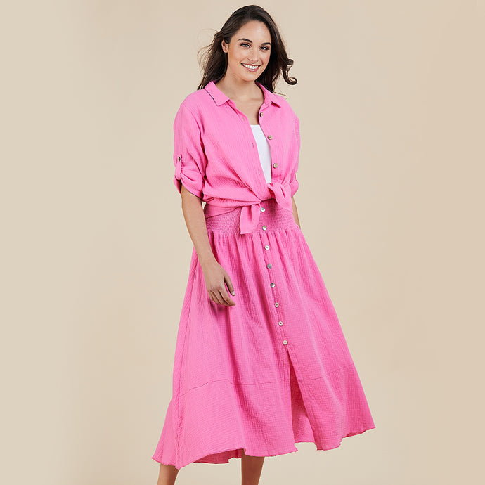 THREADZ TEXTURED SHIRT | HOT PINK