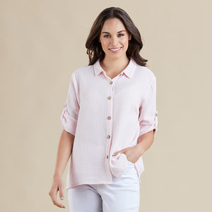 Threadz Textured Shirt - Pale Pink