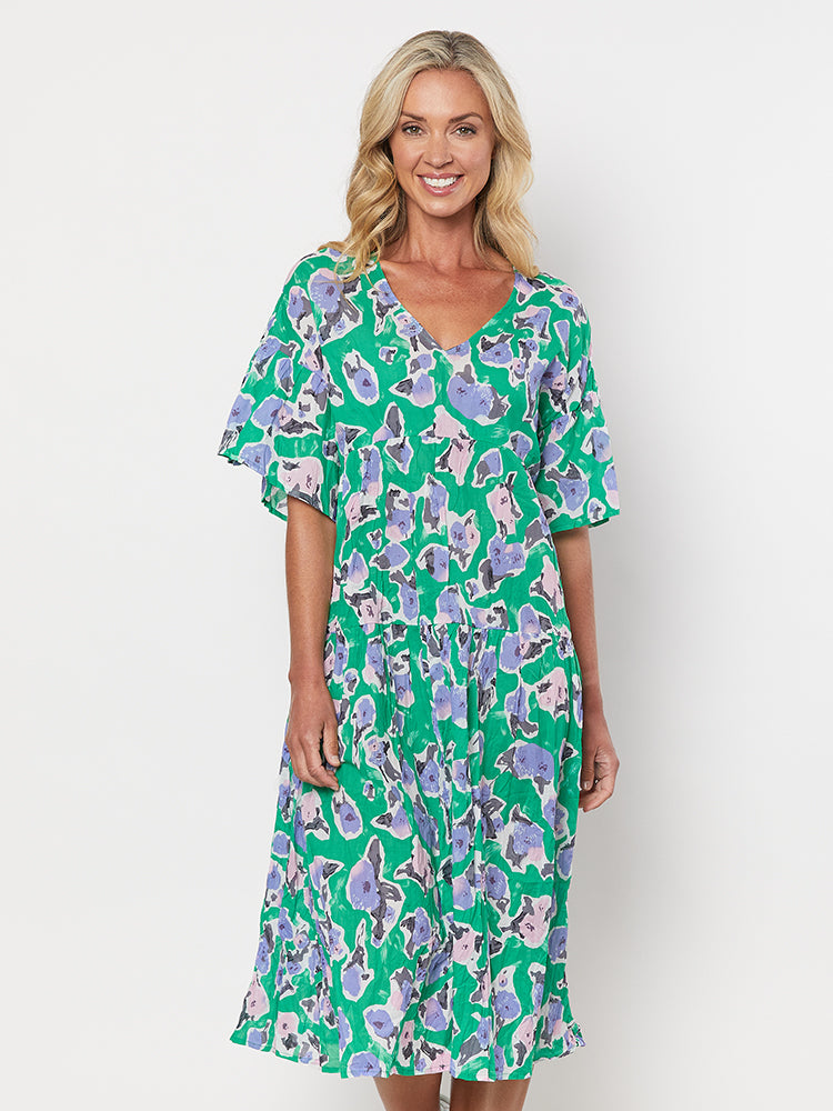 Clarity V Neck Print Dress