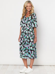 Clarity V Neck Print Dress