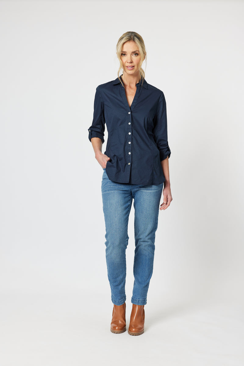 Emma Rib Detail Shirt Midnight – One Country Mouse