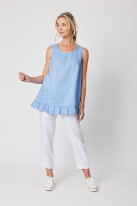 Ruffle Hem Tank - Denim