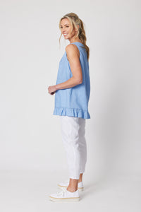 Ruffle Hem Tank - Denim