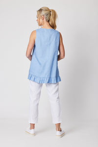 Ruffle Hem Tank - Denim