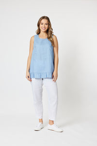 Ruffle Hem Tank - Denim