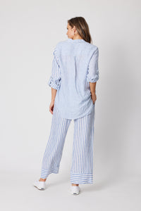 Multi Stripe Linen Shirt - Indigo