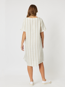 Butcher Stripe Linen Dress - Natural