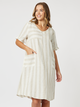 Load image into Gallery viewer, Butcher Stripe Linen Dress - Natural
