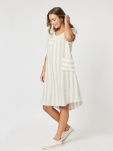 Load image into Gallery viewer, Butcher Stripe Linen Dress - Natural