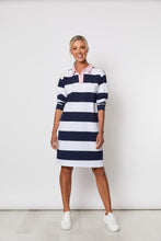 Load image into Gallery viewer, Rugby Stripe Polo Dress - Navy