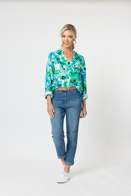 Monet Print Shirt Cornflower