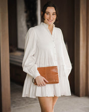 Load image into Gallery viewer, Gracie Croc Cognac Clutch