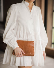 Load image into Gallery viewer, Gracie Croc Cognac Clutch