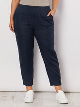Load image into Gallery viewer, Jersey Waist Linen Pant - Midnight
