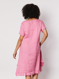 Gordon Smith Frilled Hem Linen Dress - Hibiscus