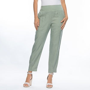 Gordon Smith Jersey waist Linen Pull on Pant Khaki, Linen Pant, Linen Clothing, One Country Mouse Yamba