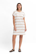 Load image into Gallery viewer, Maika Tshirt Dress - White/Ecru Stripe
