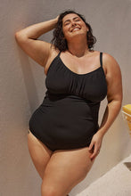 Load image into Gallery viewer, Honey Comb Underwire One Piece DD/E Black