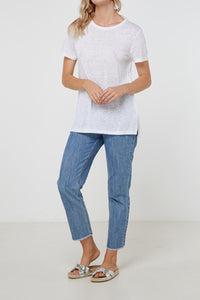 EC Linen Crew Neck Tee | White