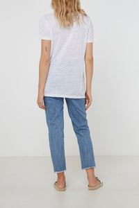 EC Linen Crew Neck Tee | White
