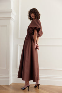 Elle Puff Sleeve Maxi - Chocolate