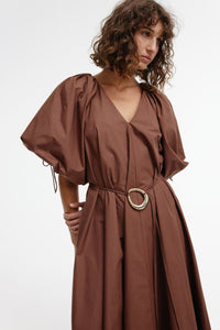 Elle Puff Sleeve Maxi - Chocolate