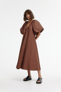 Elle Puff Sleeve Maxi - Chocolate