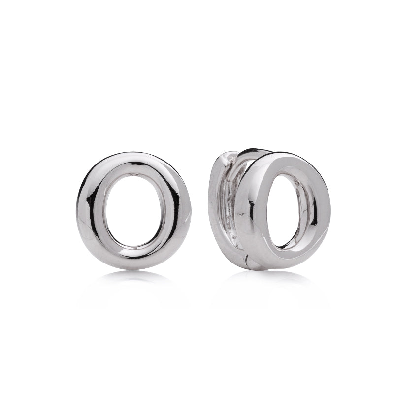 PLAIN 'o' DETAILED HUGGY EARRING - SILVER