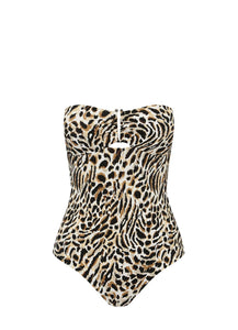 Prowess Bandeau One Piece  Jets Australia. Jets Swimwear. Womens Swimwear store. Swimwear boutique. leopard print swimwear