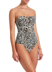 Prowess Bandeau One Piece  Jets Australia. Jets Swimwear. Womens Swimwear store. Swimwear boutique. leopard print swimwear