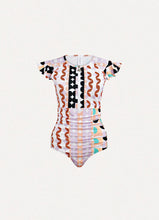 Load image into Gallery viewer, Janie Ruffle Sleeve One Piece Geometrica