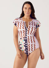 Load image into Gallery viewer, Janie Ruffle Sleeve One Piece Geometrica