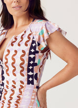 Load image into Gallery viewer, Janie Ruffle Sleeve One Piece Geometrica