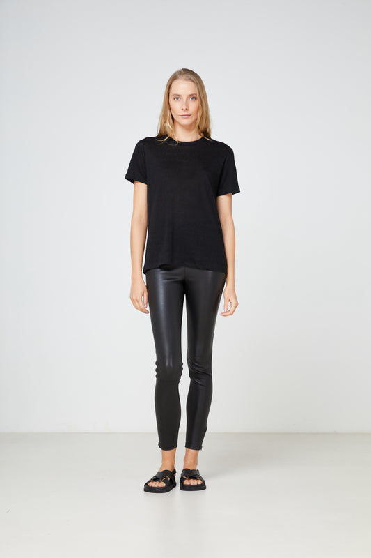 EC Linen Crew Neck Tee | Black