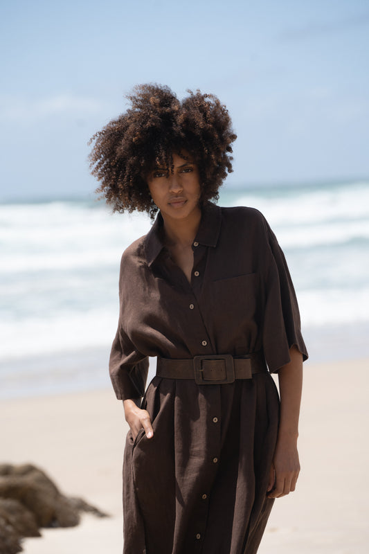 Carly Shirt Dress - Chocolate