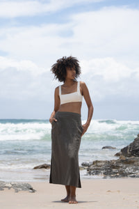 Nadi Linen Skirt - Khaki