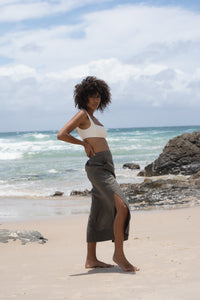 Nadi Linen Skirt - Khaki