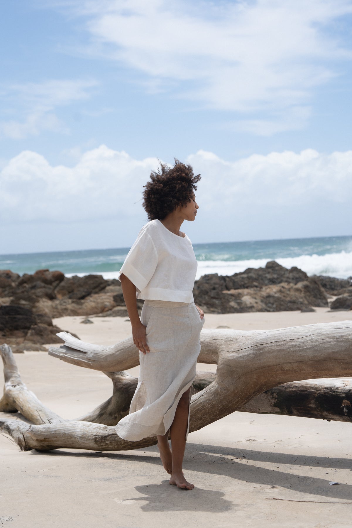 Nadi Linen Skirt - Oatmeal