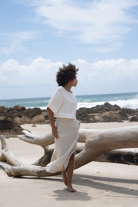 Nadi Linen Skirt - Oatmeal