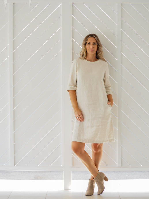 Moira Shift Dress | Chalk Linen