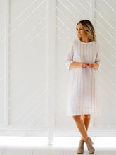 Load image into Gallery viewer, Moira Shift Dress | Cream Caramel Stripe Linen
