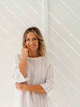 Load image into Gallery viewer, Moira Shift Dress | Cream Caramel Stripe Linen