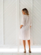 Load image into Gallery viewer, Moira Shift Dress | Cream Caramel Stripe Linen
