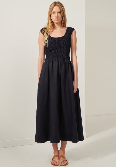 Ivy Shirred Dress - Ink