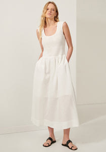 Ivy Shirred Dress - White