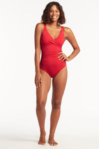Essentials Cross Front Multifit One Piece - Red