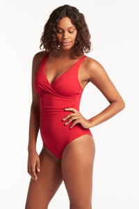 Essentials Cross Front Multifit One Piece - Red