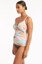 Load image into Gallery viewer, Paintball Twist Front Dd/E Tankini - Sage