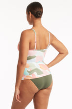 Load image into Gallery viewer, Paintball Twist Front Dd/E Tankini - Sage